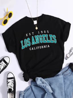 Esr 1905 Los Angeles California Print Woman T-Shirts Vintage Simple Style Clothes Niche Niche T-Shirt Hip Hop Casual Tee Shirt