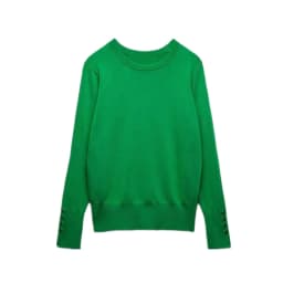 KEYANKETIAN Women's O-Necked Long Sleeves With Buttons Pullover Sweater Female Casual Solid High-Stretch Shirts Chic Ladies Top