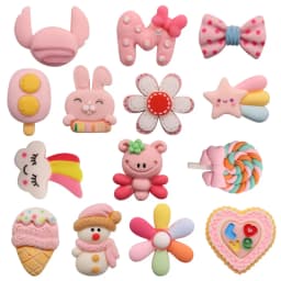Single Sale 1-15pcs Shoe Charms Pink Cute Rabbit Chicken Accessories Resin Shoes Decoration DIY Fit Wristbands Kids X-mas Gift