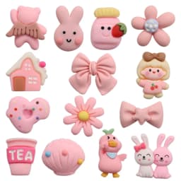 Single Sale 1-15pcs Shoe Charms Pink Cute Rabbit Chicken Accessories Resin Shoes Decoration DIY Fit Wristbands Kids X-mas Gift