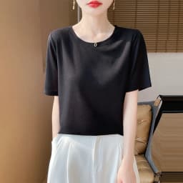 2026 Summer New Round Neck T-shirt Joker Thin Solid Color Short Sleeve Half Sleeve Loose Bottom Top