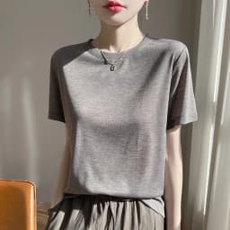 2026 Summer New Round Neck T-shirt Joker Thin Solid Color Short Sleeve Half Sleeve Loose Bottom Top