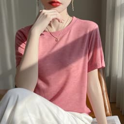 2026 Summer New Round Neck T-shirt Joker Thin Solid Color Short Sleeve Half Sleeve Loose Bottom Top