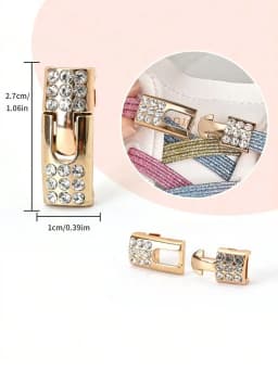 1 Pair Rhinestone Buckle Elastic No Tie Shoelaces Candy Colors Shoe Laces Suitable for Sneakers and Sports Shoes Flat Shoelace