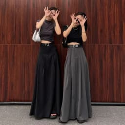 Lucyever Vintage Streetwear Pleated Long Skirts Women Elegant with Belt High Waisted Skirts Female Temperament Midi Suit Skirt