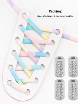 Elastic Round Printed Shoe Laces Diamond Metal Buckle No Tie Shoelaces Without Ties Shoelace for Sneakers Woman Man Shoestrings