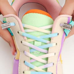 Elastic Round Printed Shoe Laces Diamond Metal Buckle No Tie Shoelaces Without Ties Shoelace for Sneakers Woman Man Shoestrings