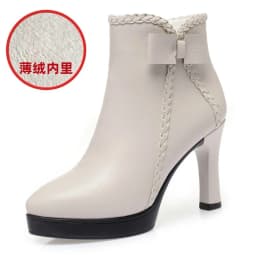 Autumn Women's Platform Shoes New Plus Velvet Stiletto Heel Heeled Ankle Boots Winter Versatile Pointed Toe Warm Short Boots