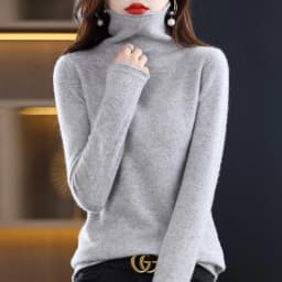 Women 100% Merino Wool Sweater Autumn Winter Fashion Pile Collar Pullover Cashmere Knitwear Casual Long-sleeved Bottoming Tops