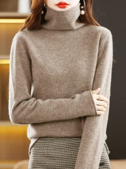 Women 100% Merino Wool Sweater Autumn Winter Fashion Pile Collar Pullover Cashmere Knitwear Casual Long-sleeved Bottoming Tops