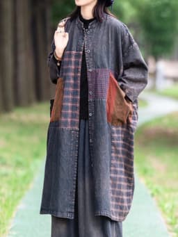 AmaxluluE 2025 Autumn Womens Leisure Loose Plaid Denim Trench British Vintage Classic Windbreakers Fashion Patchwork Long Coats