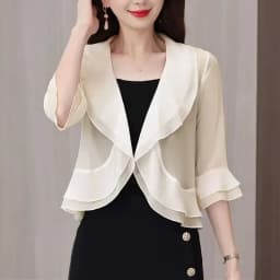 Ruffle Edge Chiffon Shawl Short Jacket For Women's 2024 NEW Spring Summer Sun Protection uterwear Thin Versatile Coat Top