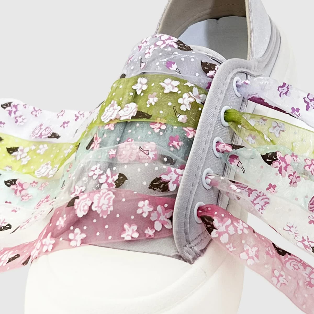 1 Pair New 2.6cm Width Flat Shoelace Printed Lace Shoelaces for Sneakers Organza Dreamy Snow Yarn Transparent Shoelace for Woman