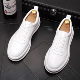 British style men's luxury fashion genuine leather shoes lace-up flats shoe platform white sneakers zapatos de hombre chaussure