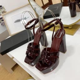 2023 New Lacquer Leather Ultra High Heels Women's Sandals Classic Open Toe Casual Fish Mouth Shoes Brand Sexy Party High Heels