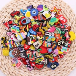 10-300Pcs Random PVC Kids Comic Animals Letter Shoe Buckle Charms Lovely Decorations Clog DIY cute Birthday Gift