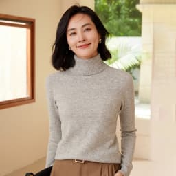 100% Merino Wool Women's Turtleneck Sweater Knit Women's Pullover Sweater 2023 Fall/Winter New Women's Warm Solid Sweater