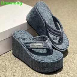 Wedges Heel Flip-flops Platform Slippers For Female Women Outside Casual Thick sole Fashion Hot Sales Summer Round Toe Shoes