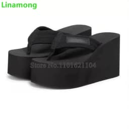 Wedges Heel Flip-flops Platform Slippers For Female Women Outside Casual Thick sole Fashion Hot Sales Summer Round Toe Shoes