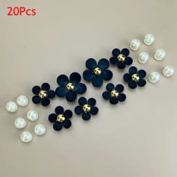 Luxurious Pearls Black Flowers Shoes Charms Sandals Charms Decoration Set for Kids and Women Hole Shoes Accessories