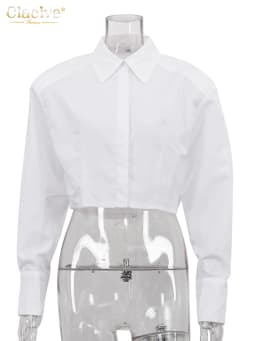 Clacive Fashion Loose White Women'S Shirt 2024 Elegant Lapel Long Sleeve Blouse Casual Classic Solid Blusas Top Female Clothing