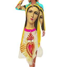 Our Lady of Guadalupe Chiffon Dress Sexy V Neck Mexican Virgin Mary Beach Dresses Female Street Wear Casual Dress Birthday Gift