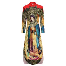 Our Lady of Guadalupe Chiffon Dress Sexy V Neck Mexican Virgin Mary Beach Dresses Female Street Wear Casual Dress Birthday Gift