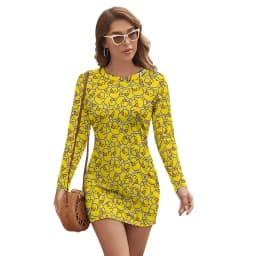 Rubber Ducks Print Dress Long Sleeve Kawaii Animal Street Style Dresses Autumn Vintage Bodycon Dress Ladies Oversized Vestidos