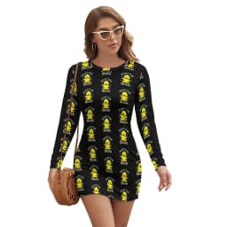 Rubber Ducks Print Dress Long Sleeve Kawaii Animal Street Style Dresses Autumn Vintage Bodycon Dress Ladies Oversized Vestidos