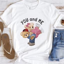 Fashion Graphic T-shirt Women Cute Bear Short-sleeved Clothes Women Print T-shirt Summer 90's Fashion Style Women T-shirt