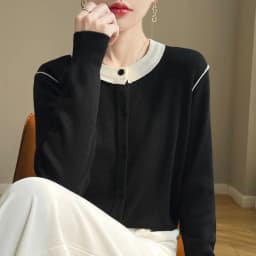 Thin Crew-Neck Women's Small Cardigan Texture Premium Wool + Mulberry Silk Cool Air Conditioning Sunscreen Shirt