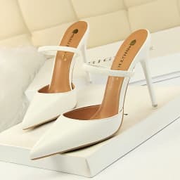 BIGTREE Women Simple High Heels Slingbacks Matte Leather Lady Slippers Sandals 10.5cm Office Pumps Elegant Pink White