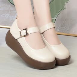 Spring Fashion Wedge Round Toe Soft Bottom Lolita Shoes Women Cute Vintage Mary Jane Shoes Chunky College Student Shoes