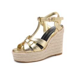 2024 New Women's Summer Cowhide High Heel Anti Slip Sandals Outdoor Banquet Party Luxury Slope Heel Sandals Handmade Hemp Rope