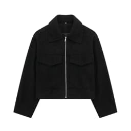 2026 Autumn Woman Casual Gray Loose Woolen Jacket Female Fashion Solid Turn Down Collar Jackets Girls Warm Zipper Outwear