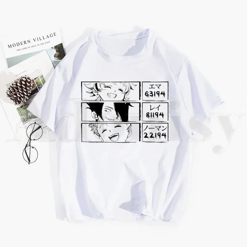 The Promised Neverland Emma Norman Ray Anime Tshirt Hip Hop Girl Print Top Tees Harajuku Tshirts Men Fashion Summer T-shirts