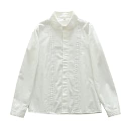 New Autumn Cotton Solid Shirt Women Lapel Collar Sweet Tops Girl Long Sleeve Lace Blouses Age Reduction 2024 Spring T41643QC