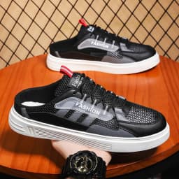 Large Size 47 Flat Shoes Summer Trendy Half Slipper For Men Casual Shoes Outdoor Breathable Walking Lazy Shoes Mesh Sneakers