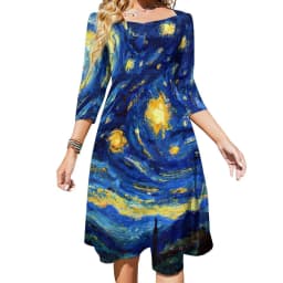 Classic Starry Night Dress Summer Sexy Vincent Van Gogh Festival Dresses Woman Street Style Big Size Casual Dress Birthday Gift