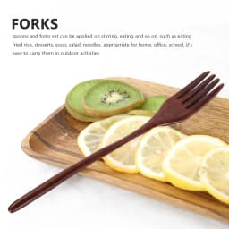 10 Pcs Wooden Spoons Forks Set Wooden Utensil Set Reusable Natural Wood Flatware Set for Cooking Stirring Eating