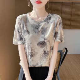 Spring And Summer Thin Semi-High-Necked Knitted Bottoming Shirt Short-Sleeved Pullover Women Wear Solid Color Semi-Sleeve Tops