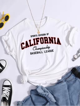Sports Division California Ship Baseball League T-Shirts Comfortable Round Neck Tshirt Comfortable Hipster Tee Top Casual Tshirt