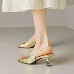 Krazing Pot Cow Leather Slip On Slingback Silver Color Peep Toe Summer Shoes Preppy Style Gorgeous Thin High Heels Sandals Women