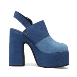 Plus Size Color Blocking Denim Material Back Strap Fashionable Women's Sandals High Waterproof Platform Hollow Out Sandals