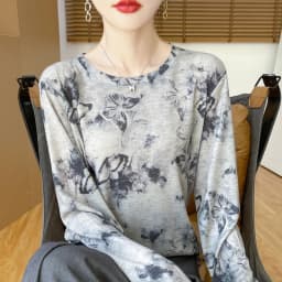 2025 New Summer Thin Silk Knitted Short-sleeved T-shirt Women's Sleeveless Wool Loose Printed T-shirt