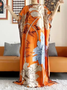 Abayas For Women 2023 Printed Silk Soft Loose Femme Robe Muslim Summer Fashion Clothing African Islam Woman Dresses With Scarfs