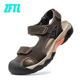 ZFTL Men's Outdoor Sandals New Genuine Leather man casual slippers Summer leisure male light beach sandals Large Size Non-slip