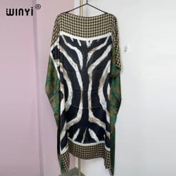 WINYI Summer beach Dress NEW Print Boho Hijab Loose vetidos Elegantes Muslim Abaya Robe Gown Sexy Lady Party maxi holiday kaftan