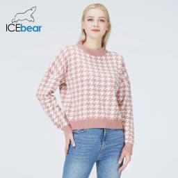 ICEbear Fall women's plaid sweater high-quality fashion women's clothing 2024 new BJ-5