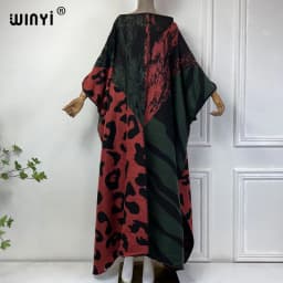 NEW WINYI print Comfort Warm fashion kaftan Holiday Caftan Elegant Africa Women Boho party winter clothes for women long dress
